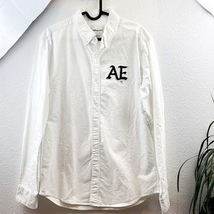 AMERICAN EAGLE regular white Button down shirt tee T-shirt thick dence cotton